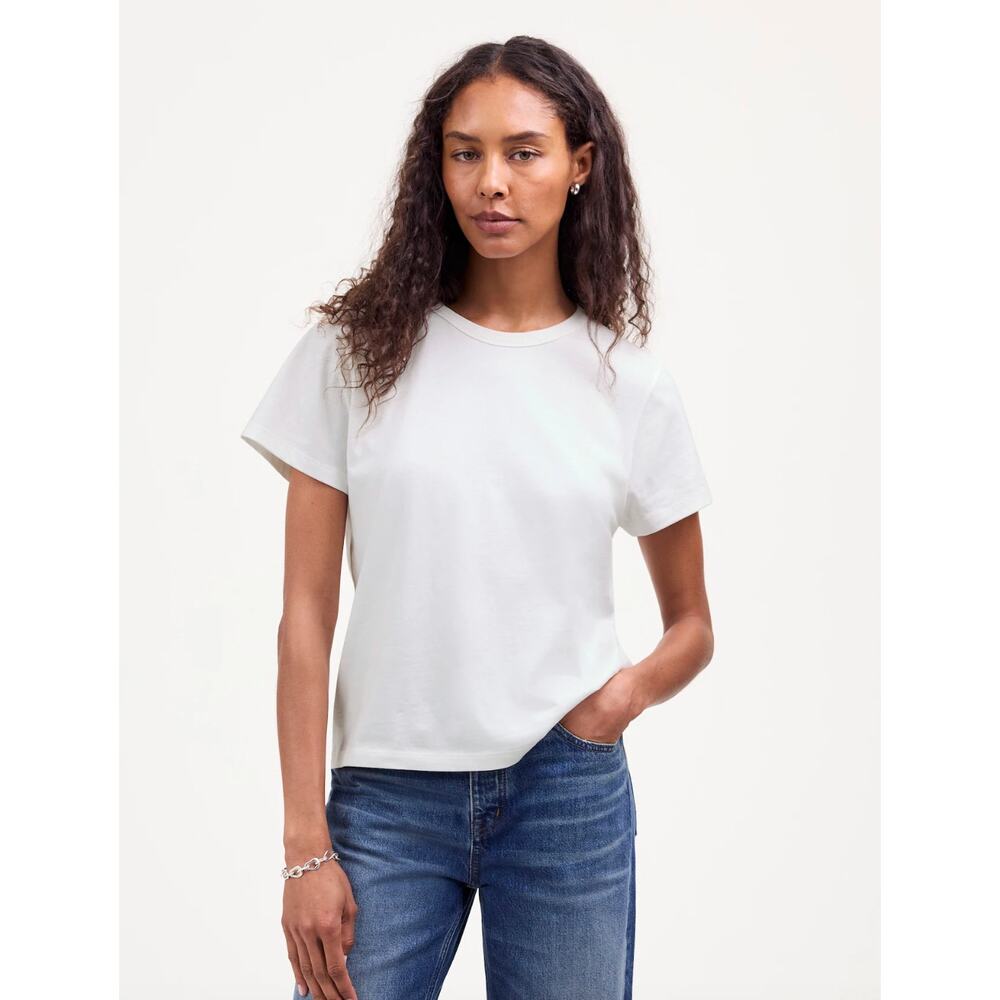 Madewell Cotton Perfect Crewneck Tee Shirt Eyelet White Basics Womens XS NWT - Picture 5 of 12